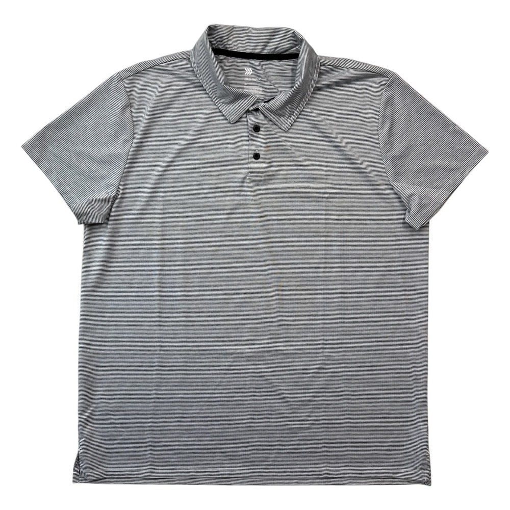 All in Motion SS Polo Stretch Gray Micro Striped 3 Button Short Sleeve Mens XL
